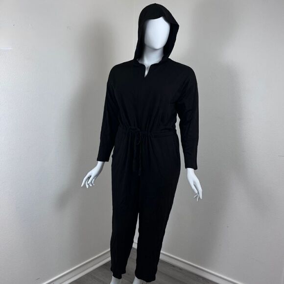 Eileen Fisher Black The Hug Women Size XL Brushed Terry NEW Loungewear Jumpsuit - Picture 10 of 13
